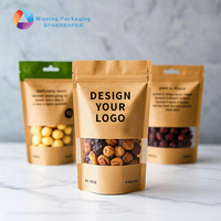 Sachet Doypack Personnalisé en Papier Kraft avec Fenêtre Transparente et Fermeture Zip Refermable pour l'Emballage du Thé, des Fruits Secs, des Noix et des Snacks