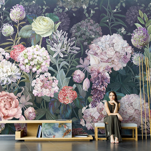 Mural de Pared Artístico Impermeable con Diseño Floral Moderno Selva, Impreso en <span class=keywords><strong>3D</strong></span>, Tamaño Personalizado, para Sala de Estar y Dormitorio - Product Image 4