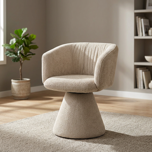 Fauteuil pivotant en tissu rembourré confortable et moderne, chaise de salle à manger pour la décoration du salon - Product Image 3