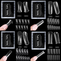Moule en gel réutilisable pour extension d'ongles en gros, 100/120 pièces, capsules d'ongles artificielles transparentes à presser avec échelle pour extension d'ongles