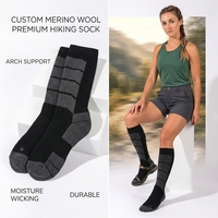 Chaussettes de ski chaudes en laine éponge pour jeunes, épaisses, de performance, unisexes, tricotées, hauteur genou, vente en gros, personnalisées