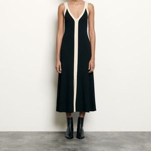 Patchwork Diseño Estilo Francés Simple Casual Slip Knitted Summer Dress - Product Image 3