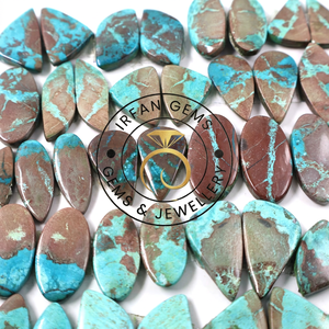 Paire de cabochons 100 % naturels en Shattuckite bleu-vert, pierres précieuses artisanales assorties pour la fabrication de bijoux, Shattuckite en vrac - Product Image 3