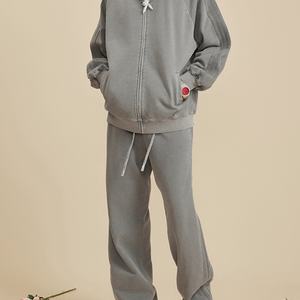 High Quality <b>Zipper</b> up Raglan Sleeve Unisex Jacket Manufacturers for Customs Clothes Heavy Weight Sunfaded Washed Jacket - Product Image 2