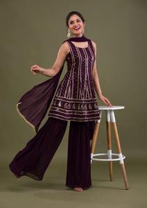 Direct Factory Supply Full-Stitched Sharara <b>Kurti</b> with Dupatta for Causal and Party Wear From India - Product Image 4