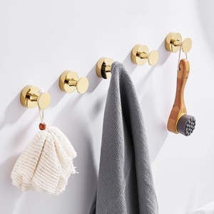 Crochets muraux en cuivre doré sans perçage pour serviettes et chapeaux, style moderne et minimaliste pour salle de bain et armoire - Product Image 2