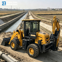Chargeuse-pelleteuse 4x4 multifonctionnelle, chargeuse frontale et excavatrice arrière intégrées, machine pour travaux de construction et agricoles, avec certificat CE