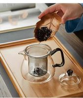 Théière en verre soufflé à la main de 570 ml, verte, compatible cuisinière, avec bec verseur et infuseur amovible pour thé en vrac ou thé fleuri