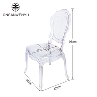 Chaises de salle à manger en tissu transparent avec pieds coniques, empilables et imperméables, pour hôtels, mariages et événements (vente en gros)