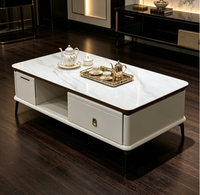 Table basse et meuble TV en marbre de luxe moderne, combinaison design 2026, mobilier domestique pour salon