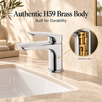 Robinet de lavabo Chrome Soft Geometry à levier unique, à montage sur plan, avec bec courbé, pour lavabo encastré sous plan, mitigeur de lavabo de salle de bain