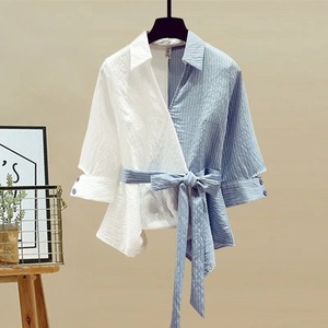 Completo <span class=keywords><strong>Donna</strong></span> Primavera Estate Nuova Versione Coreana Camicia a Due Pezzi con Inserti e Jeans a <span class=keywords><strong>Gamba</strong></span> <span class=keywords><strong>Larga</strong></span> Set da Due Pezzi Ringiovanente - Product Image 2