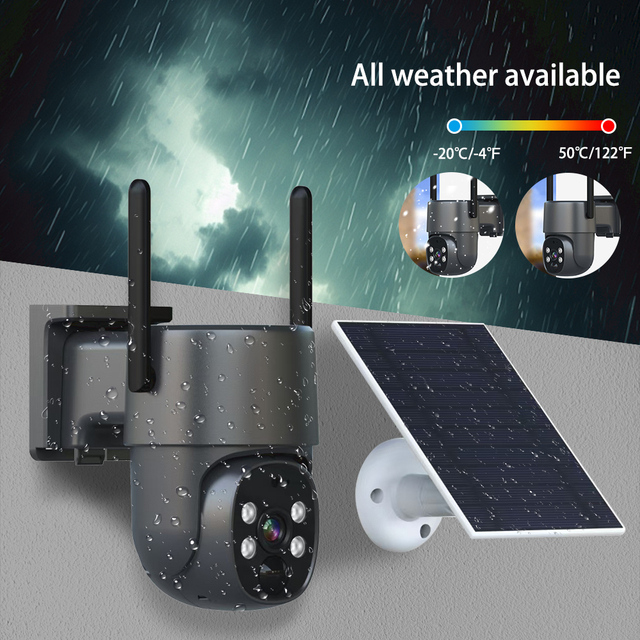 Outdoor Waterproof 4G LTE Wireless Smart Solar Energy Powered CCTV IP Camera with Sim Card Slot Outdoor Security System