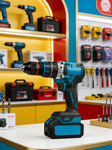 Taladro percutor inalámbrico <span class=keywords><strong>de</strong></span> litio <span class=keywords><strong>de</strong></span> 21 V azul, con brocas prácticas para diversas tareas - Product Image 5