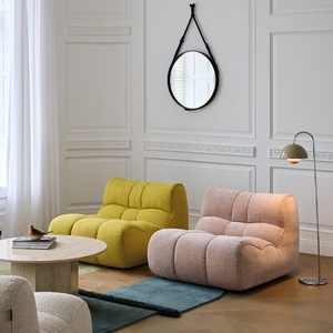 Zayshine Bắc Âu hiện đại màu kem nhung ngả ghế phòng khách phòng ngủ căn hộ mô-đun Ghế <span class=keywords><strong>sofa</strong></span> đơn ghế lazyman <span class=keywords><strong>sofa</strong></span> - Product Image 4