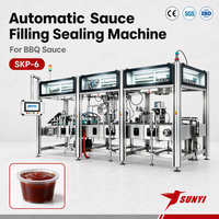 Machine de remplissage et de scellage de gobelets de sauce BBQ, 240-270 gobelets/min, 1-350g, 6 voies SKP-6, CE/SGS/ISO 9001, Fabricant