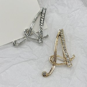 26 Chữ Pha Lê Trâm Tùy Chỉnh Ve Áo Pins Men Bảng Chữ Cái Thủ Công Kim Loại Vàng Sliver Rhinestone Hat Pins Ban Đầu Làm Pins - Product Image 1