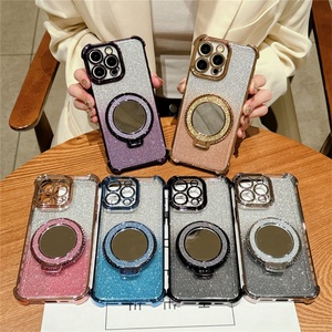 Funda Magnética de Lujo para Teléfono con Anillo, Efecto Espejo Brillante y Degradado para iPhone 17 16 15 14 13 12 Pro - Product Image 1
