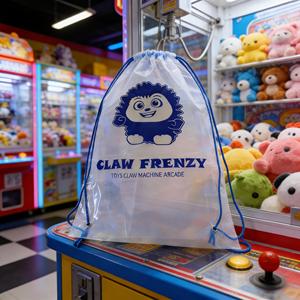 Sac à dos personnalisé transparent en PE avec cordon de serrage pour machine à griffes, sac promotionnel pour jouets d'arcade, rangement d'équipement sportif et de gym - Product Image 2