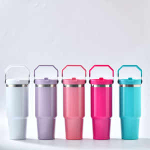 Gobelet isotherme en acier inoxydable de 30 oz, portable, anti-fuite, avec paille rabattable, couvercle sport et poignée supérieure, pour sublimation, capacité de 30 oz, entrepôt américain - Product Image 3