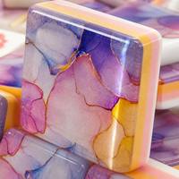 Tuiles de Mahjong Américain en Acrylique Sculpté, Pliables et Colorées, Motif Floral, pour 4 Joueurs, Idéales pour les Loisirs, le Divertissement et les Fêtes