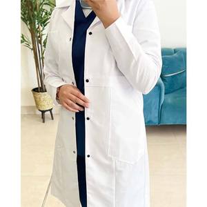 Bata de laboratorio de algodón polivinílico de alta calidad para hombres y mujeres, lona blanca con cierre a presión para médicos, uniformes de Enfermería de hospital para niños - Product Image 3