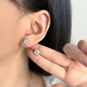 Dylam <b>Fine</b> Stylish Rhodium Plated 925 Sterling Silver Non Tarnish 5A Zirconia Snowflake Shape <b>Stud</b> <b>Earrings</b> for Women - Product Image 5