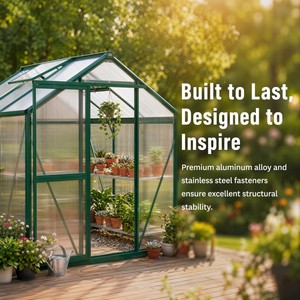 Serre en aluminium 6x6 pieds avec panneaux en polycarbonate, résistante à la rouille, <span class=keywords><strong>pour</strong></span> jardin toute saison, montage facile - Product Image 4