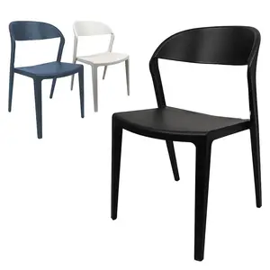 Cadeiras de jantar empilháveis de plástico para eventos ao ar livre, chaises de jantar em polipropileno para negócios, café e jardim, pretas e duráveis
