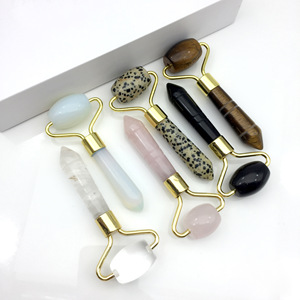 chul natural rose quartz roller, beauty container, white crystal spotted <strong>protein</strong>, tigers eye, black agate massagers, - Product Image 2