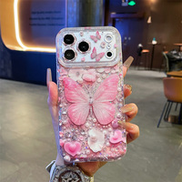 Coque de téléphone de luxe pour fille, motif papillon de dessin animé, étui de protection pour iPhone 14 Pro, 15, 16 Pro Max, 17 Air – Vente en gros