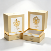 Boîte rigide de luxe personnalisée beige et or pour parfums et marques de beauté haut de gamme