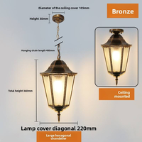 Lustre d'extérieur rétro noir étanche à LED avec LED à économie d'énergie pour l'éclairage de balcon, d'entrée, de gazebo et de cour