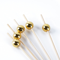 Brochette de bambou créative de 12cm avec perle dorée bâtons de fruits de cocktail jetables cure-dents apéritif