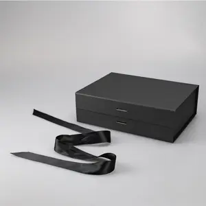 Neues Design Drucken Wellpappe Luxus Hautpflege Lippenstift Verpackung Faltbare Magnet verpackung Geschenk box mit Band