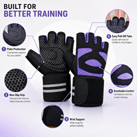 Gants de fitness demi-doigts avec support poignet, respirants, antidérapants en microfibre alvéolée pour musculation, cyclisme, entraînement hommes et femmes