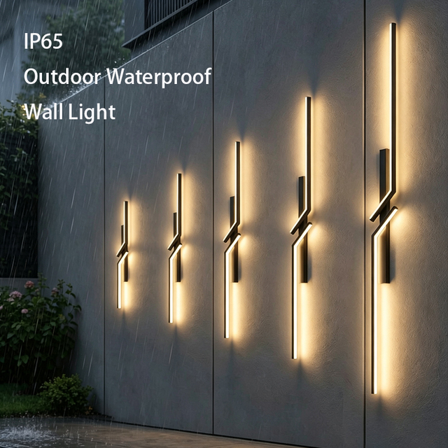 Modern Linear Solar Wall Light IP65 Waterproof Aluminum Exterior Sconce for Garden Landscape 80cm-150cm LED Strip Wall Lamp