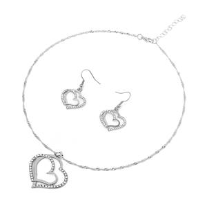 Conjunto de collar y aretes con forma de corazón y diamantes de imitación, joyería de moda para mujer, regalo para fiestas, conjunto de joyería de aleación de zinc y cristal. - Product Image 6