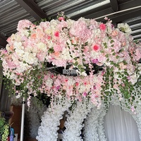 MSFAME Grand cercle de fleurs artificielles roses pour décoration de mariage indien, support de fleurs pour décoration de mariages