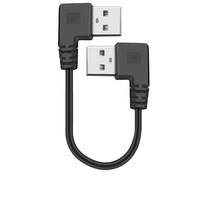 Câble de charge rapide double USB 2.0 mâle 0,2 m, blindage tressé, gaine en PVC, câble de synchronisation de données pour ordinateurs, chargeurs, appareils électroniques