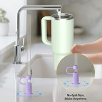 Ensemble de six pailles anti-fuite en silicone pour gobelets, accessoires réutilisables pour boissons avec barre en verre