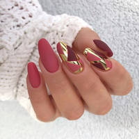 Impress Nails, boîte d'emballage pour faux ongles élégants bleu foncé, couleur unie, faux ongles à porter tous les jours, ongles en acrylique à coller