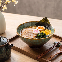 Ensemble de vaisselle de style japonais de 8 pouces, bol à riz en céramique réactive émaillée, bol à nouilles ramen créatif en céramique pour restaurant