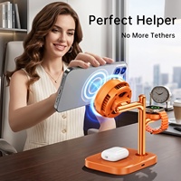 Base de Carga Inalámbrica Rápida de 25W, 3 en 1, con Luz Nocturna Magnética, Estación de Carga de Escritorio para Auriculares y Reloj Inteligente