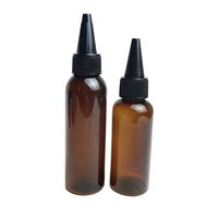Flacon applicateur d'huile capillaire en plastique PET ambré de 3oz, 4oz, 5oz, 8oz avec bouchon torsadé et capuchon supérieur à visser