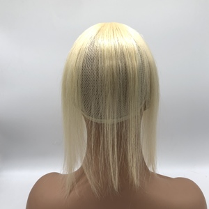 NL 4x8cm minuscolo Topper capelli alla moda Patch extension 613 # Color biondo frange Topper con Clip 3D frange 100% capelli umani - Product Image 5