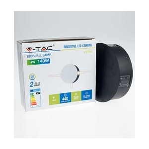 V-TAC VT-706 4W ha condotto la lampada da parete in alluminio nero con 3000 bianco caldo K potenza 4000K 12W - Product Image 4