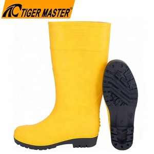 Bottes de pluie en PVC jaunes lé<span class=keywords><strong>g</strong></span>ères, antidérapantes, résistantes aux produits chimiques et à l'huile, non sécurisées, hauteur genou, avec logo, <span class=keywords><strong>prix</strong></span> d'usine, certifiées CE - Product Image 1
