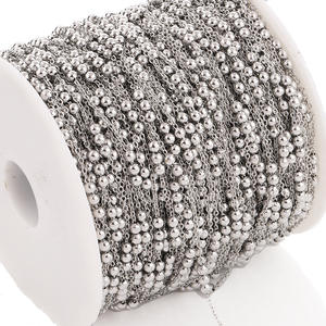 Cadena Plana de Acero Inoxidable al por Mayor con Bola Dorada, Cadena de Tres Bolas <span class=keywords><strong>para</strong></span> Collar, Pulsera, Accesorios de Joyería - Product Image 5