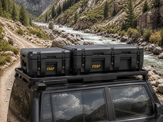 Roof Cargo Carrier 100L Rotomolded PE Storage Box with MOLLE Panel Heavy Duty Lock and Breather Valve for Overlanding Expedition